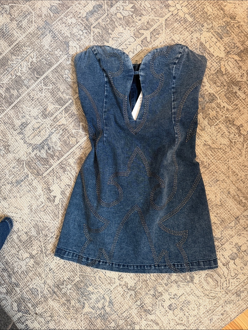 Strapless Western Denim Dress * NWT